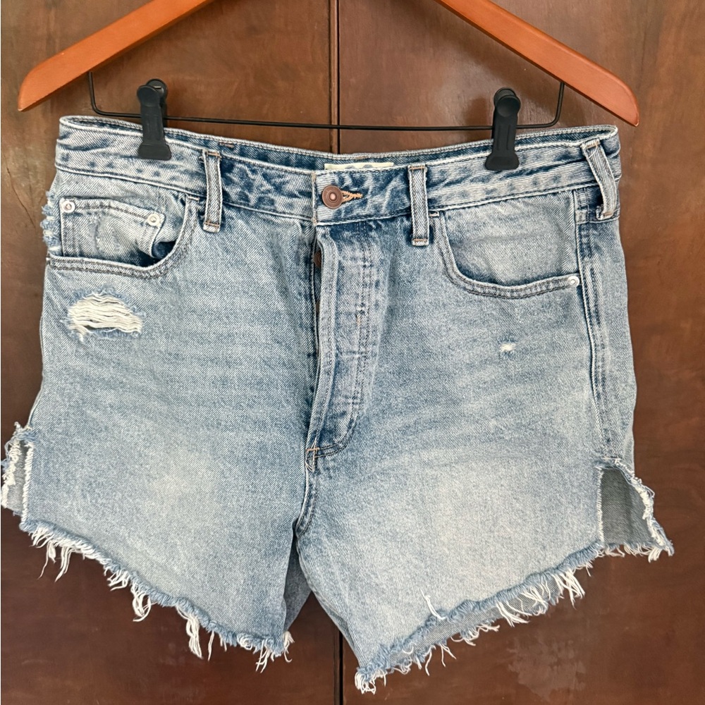 We The Free Light Wash Distressed Denim Shorts
